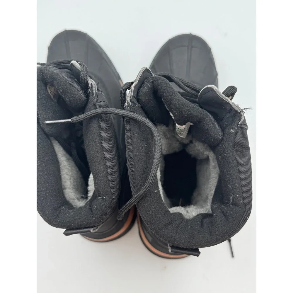 Mishansha Mens Black Faux Fur Lined Winter Snow‎ Boots Water Resistant Size 10
